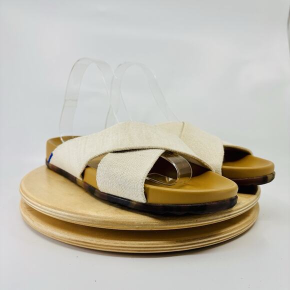 ROTHY'S 'The Weekend' Ivory Criss Cross Slide Sandals Women's Sz. 9 - Picture 7 of 10